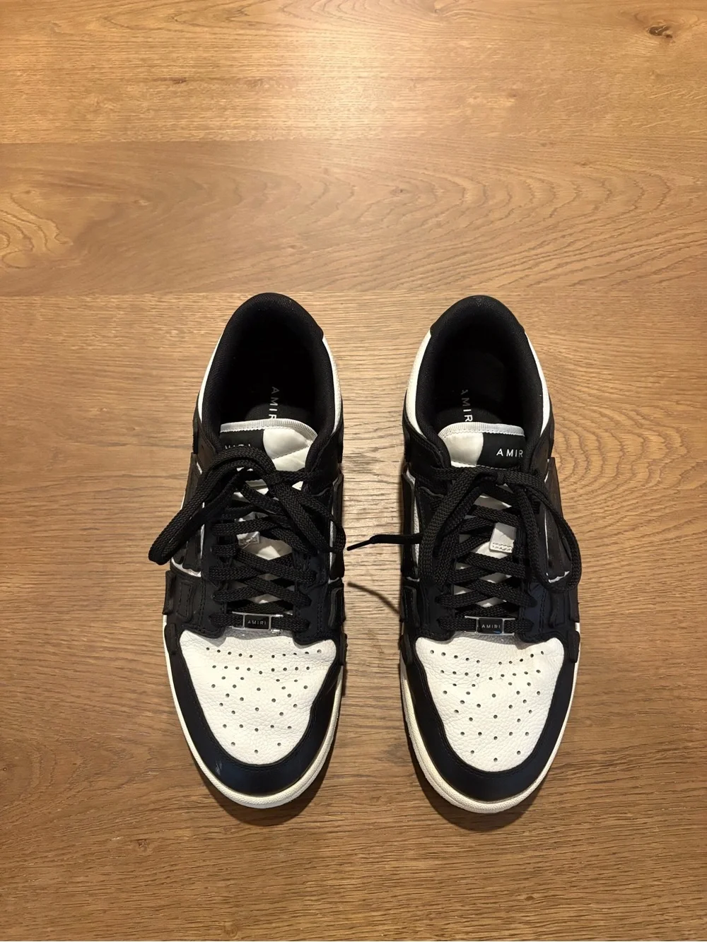 AMIRI Men's Black & White Leather Low-Top Sneakers